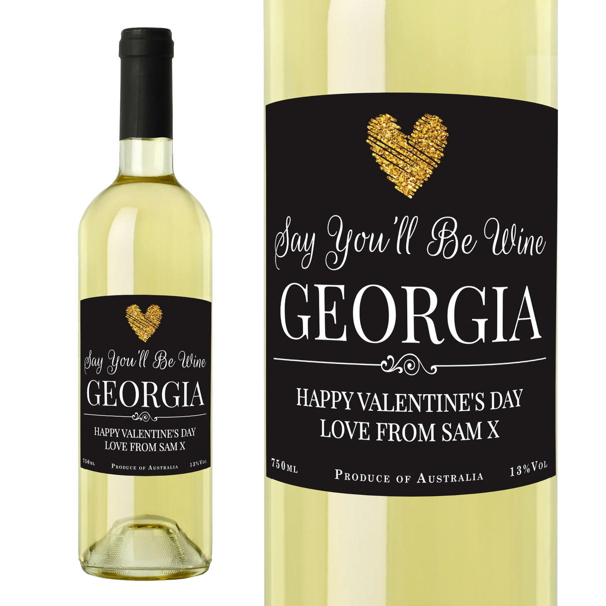 Personalised Heart White Wine: 5 - Wine By Gift Moments