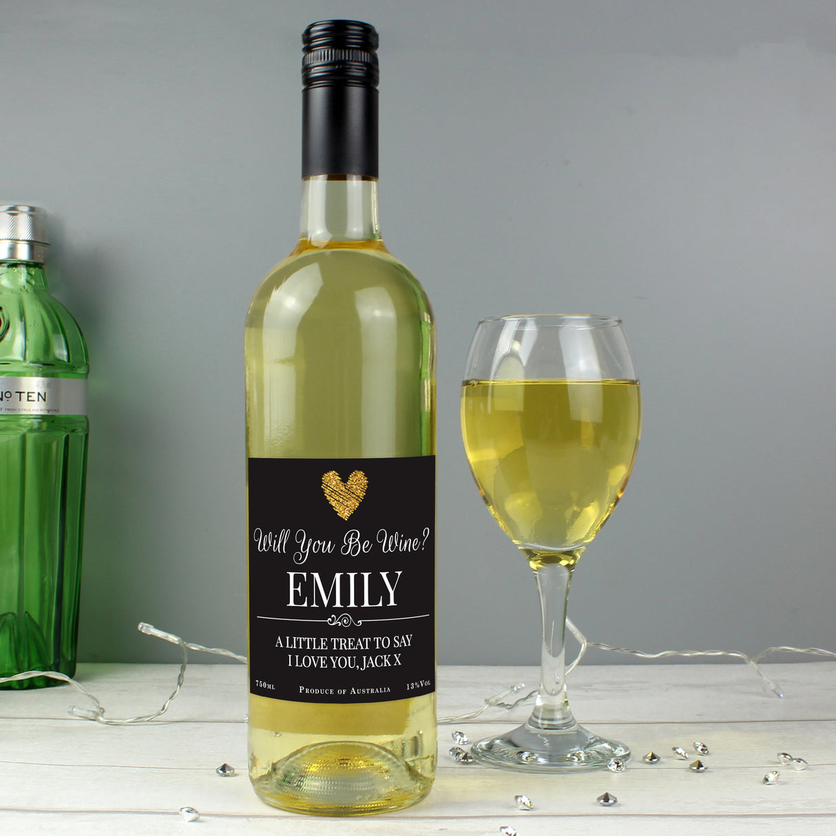Personalised Heart White Wine: 1 - Wine By Gift Moments
