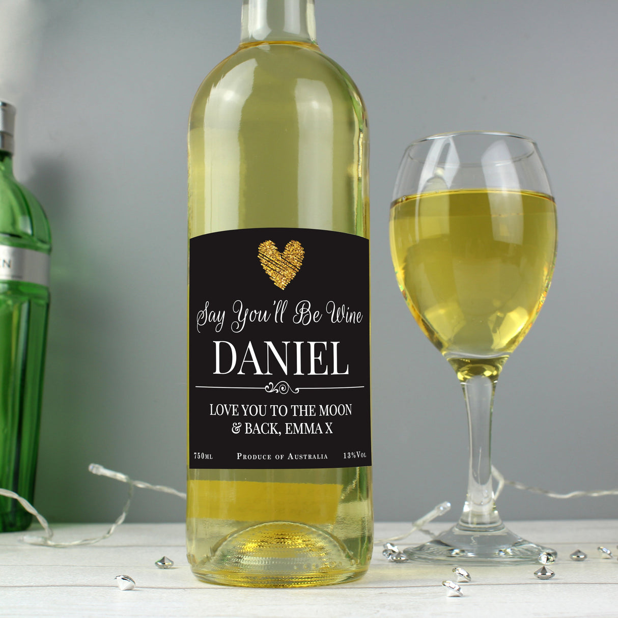 Personalised Heart White Wine: 3 - Wine By Gift Moments