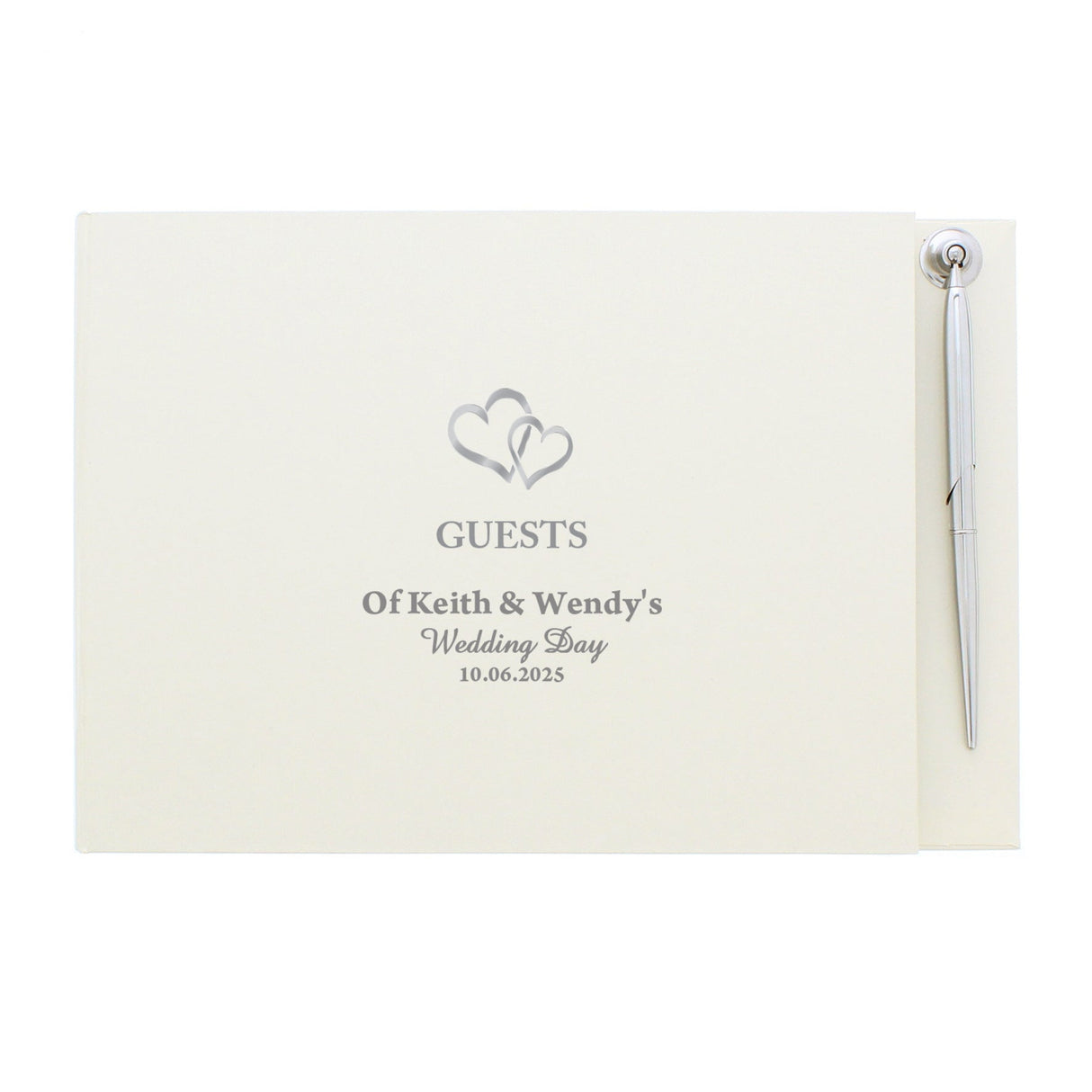 Personalised Hearts Design Hardback Guest Book & Pen: 5 - Guest Books By Gift Moments