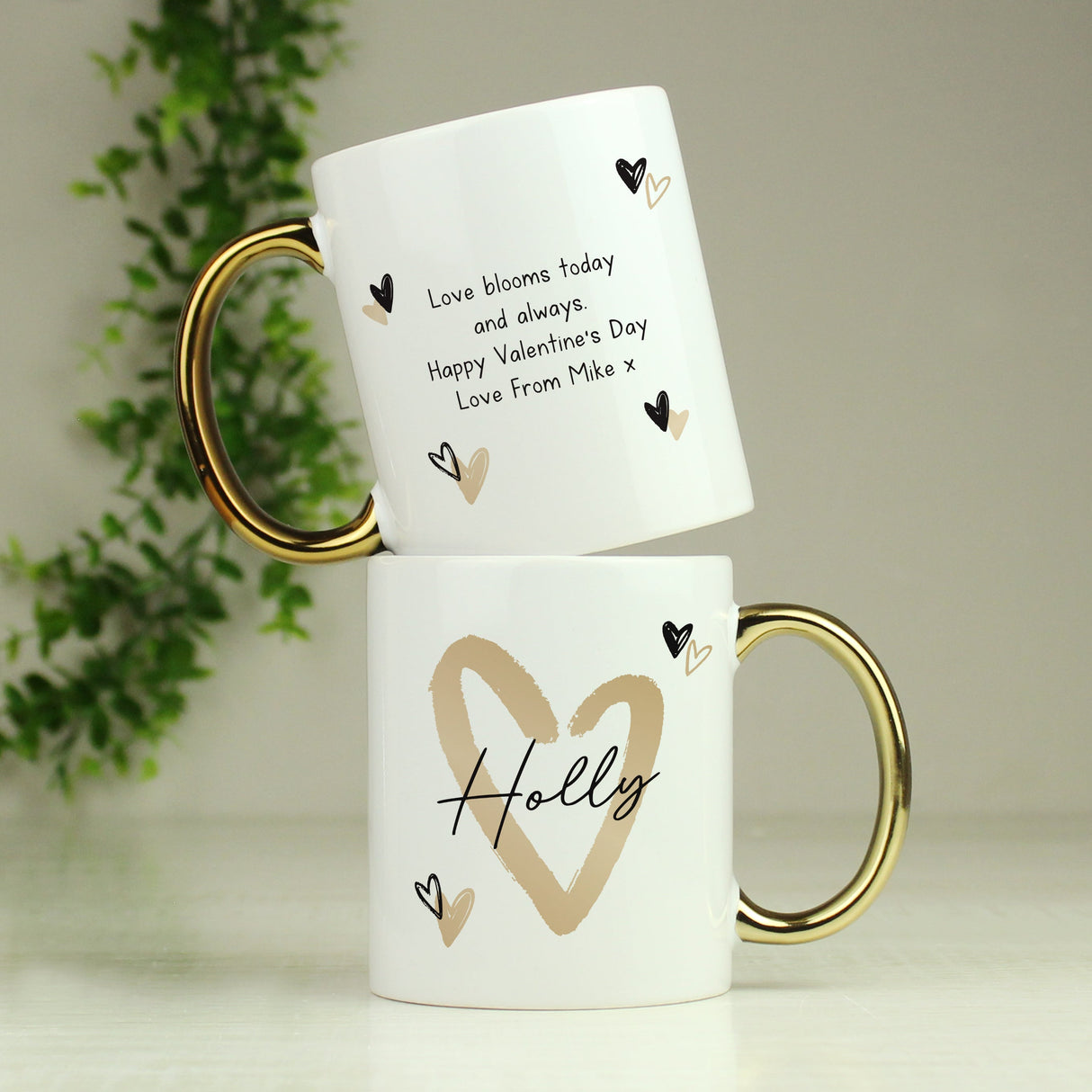Personalised Hearts Gold Handled Mug: 7 - Mugs By Gift Moments