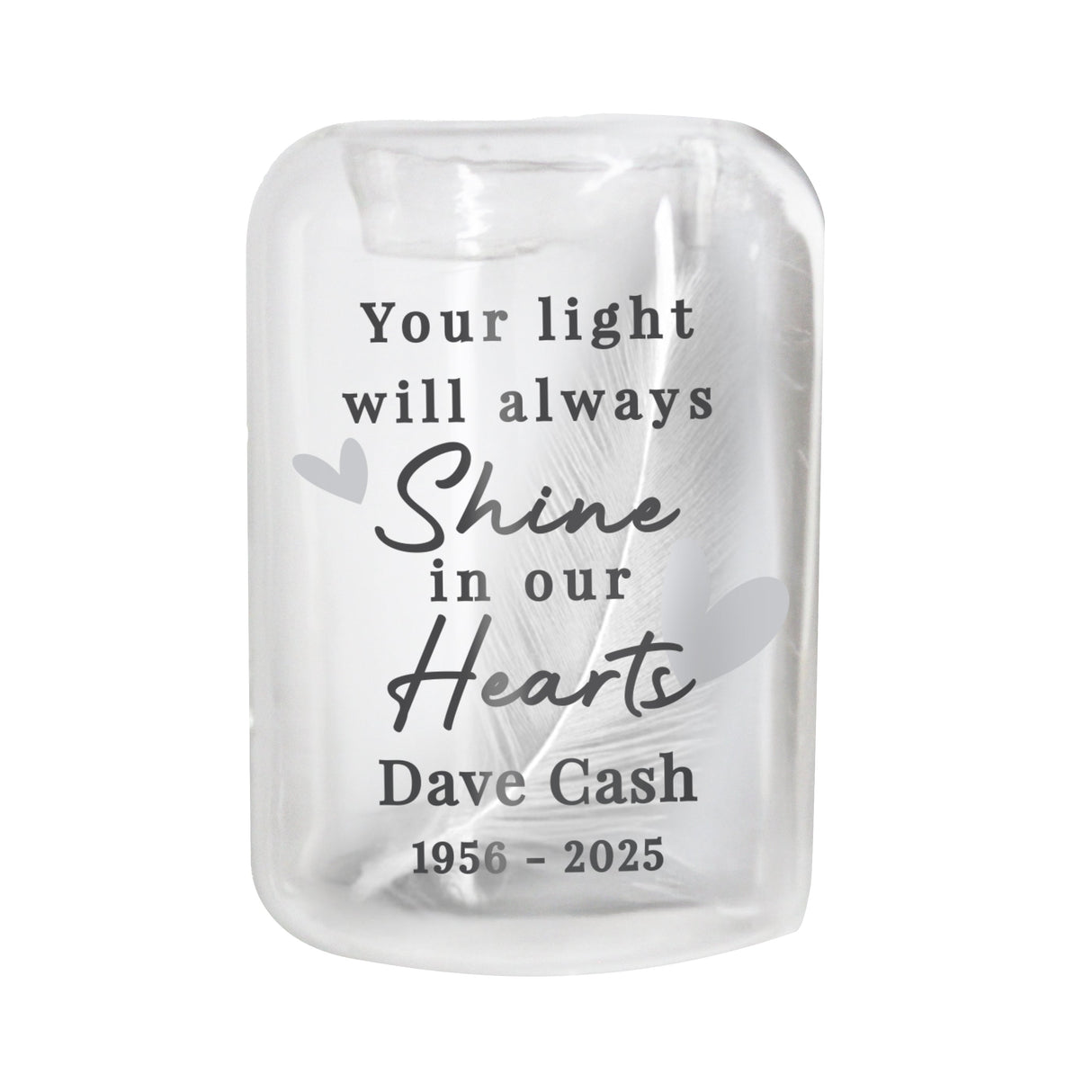 Personalised In Our Hearts Memorial Feather Tealight Holder: 5 - Candle Holders By Gift Moments