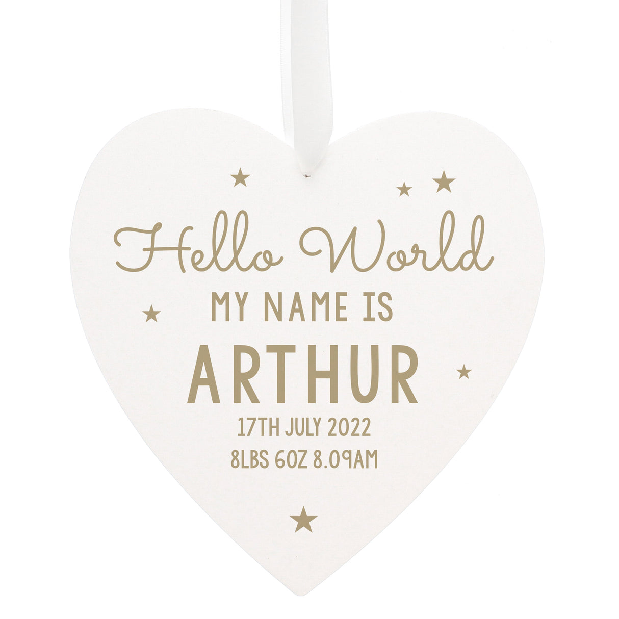 Personalised Hello World Large Wooden Heart Decoration: 3 - Decorations By Gift Moments