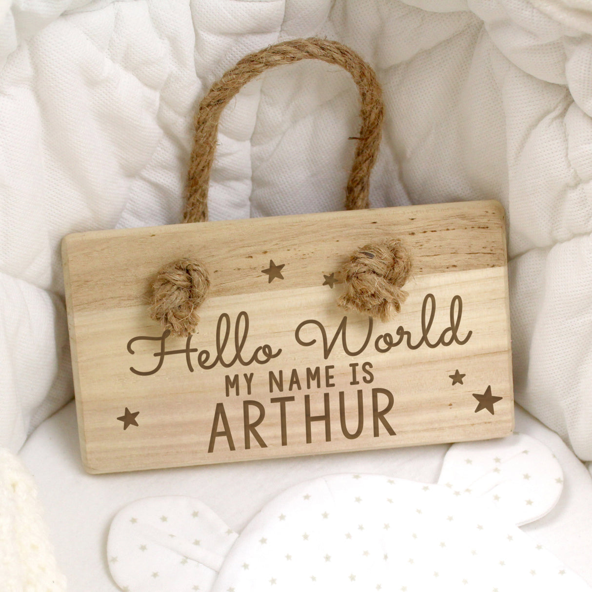 Personalised Hello World Wooden Sign: 2 - Signs & Plaques By Gift Moments