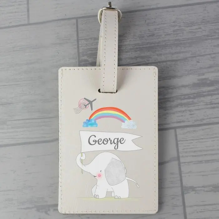 Personalised Hessian Elephant Cream Luggage Tag: 2 - Luggage Tags By Gift Moments