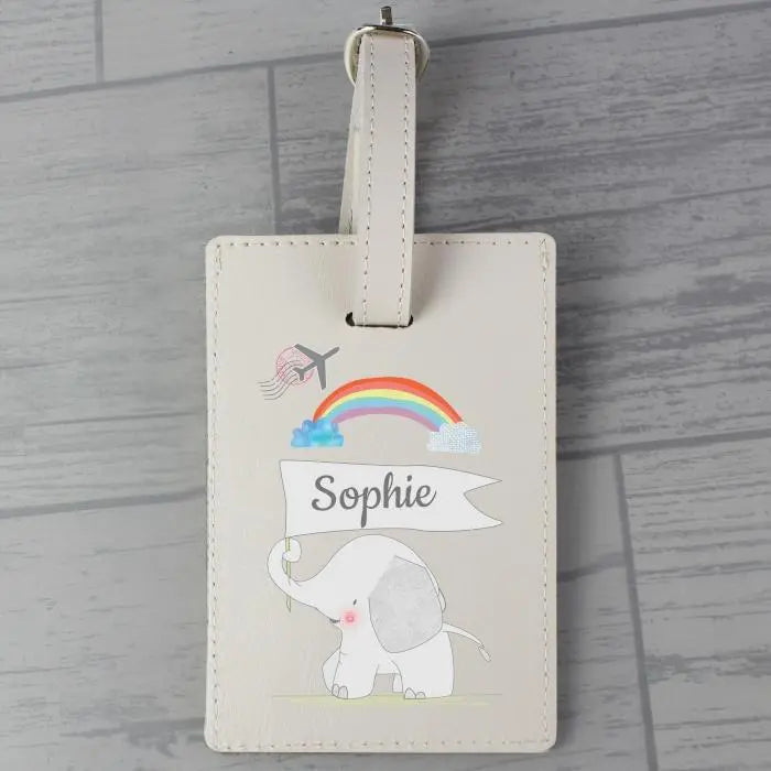 Personalised Hessian Elephant Cream Luggage Tag: 1 - Luggage Tags By Gift Moments