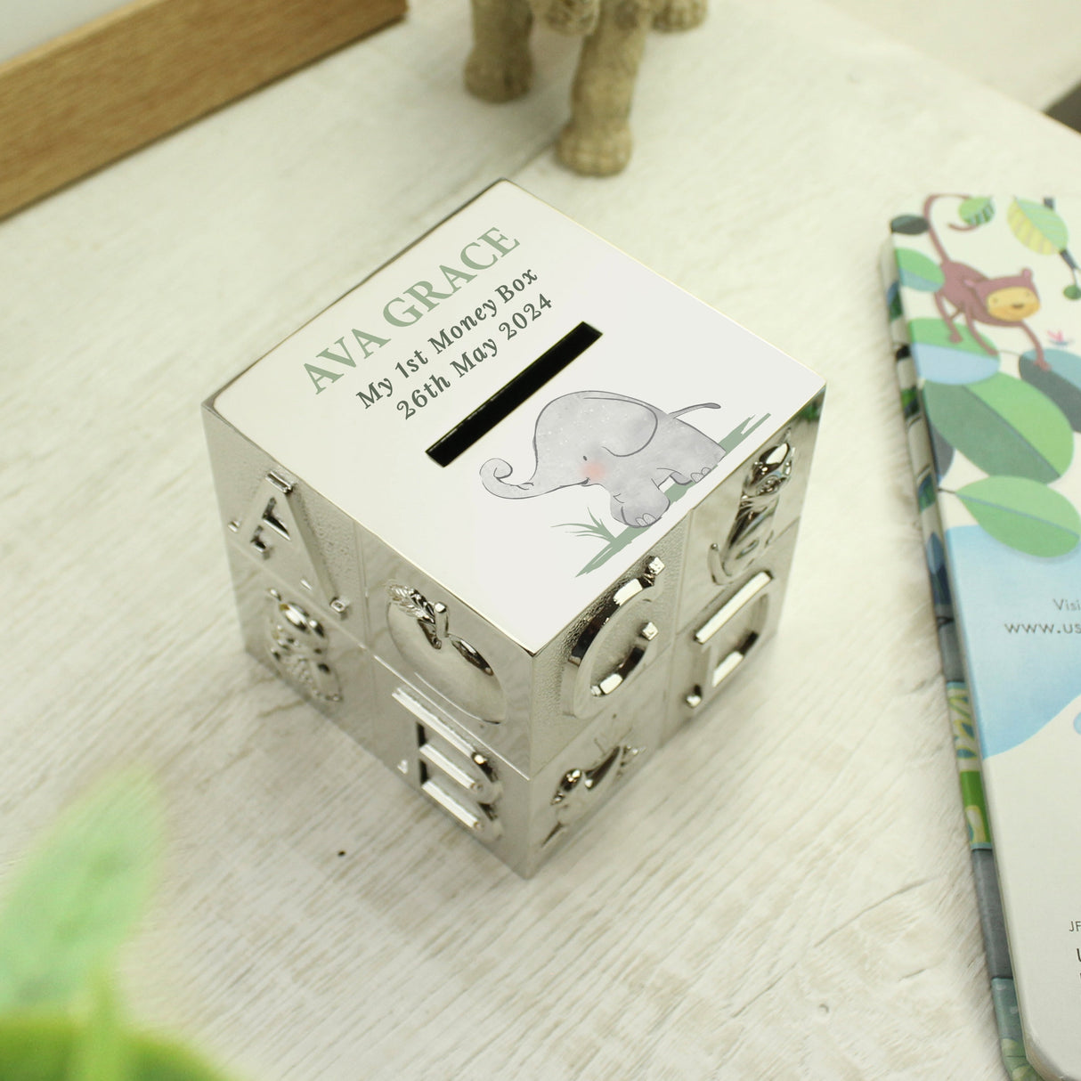 Personalised Hessian Friends ABC Money Box: 3 - Money Boxes By Gift Moments