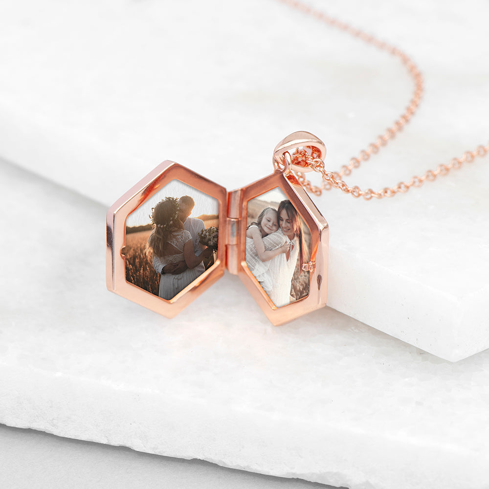 Personalised Hexagonal Photo Locket Necklaces: 9 - Necklaces By Gift Moments