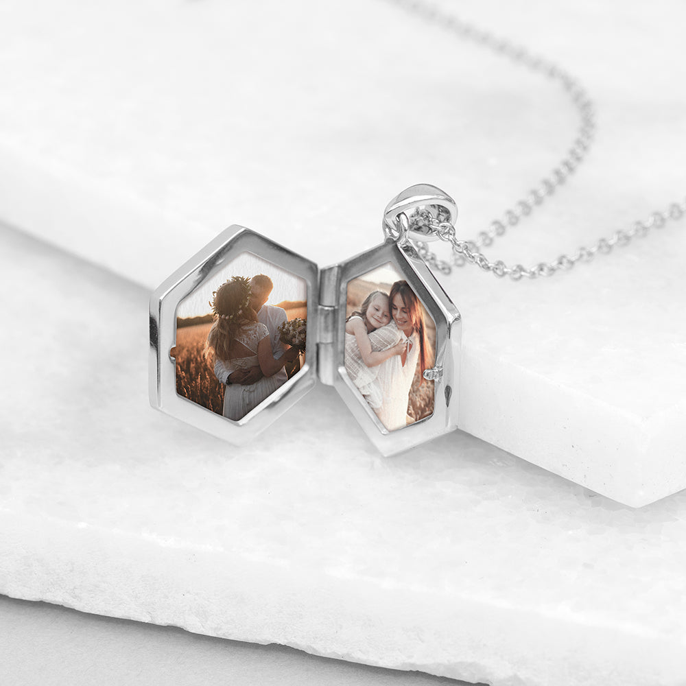 Personalised Hexagonal Photo Locket Necklaces: 8 - Necklaces By Gift Moments
