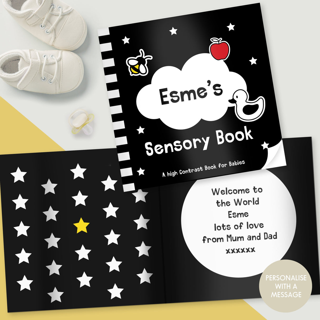 Personalised High Contrast Sensory Baby Book - Shop Books At Gift Moments - 1