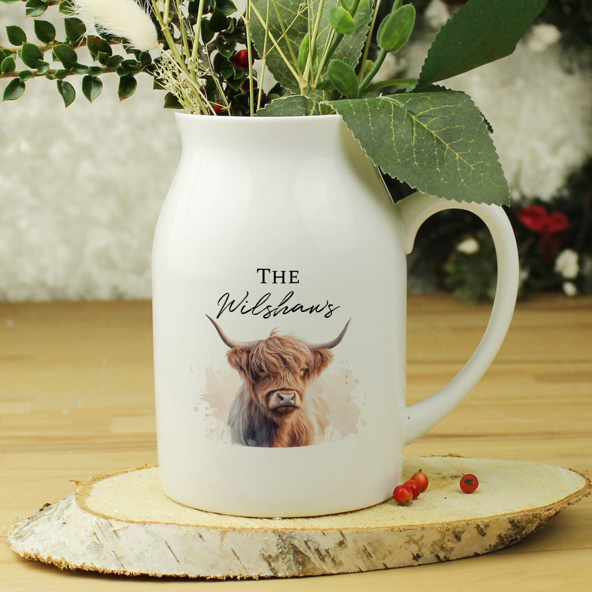Personalised Highland Cow Flower Jug Vase - Shop Vases At Gift Moments - 1