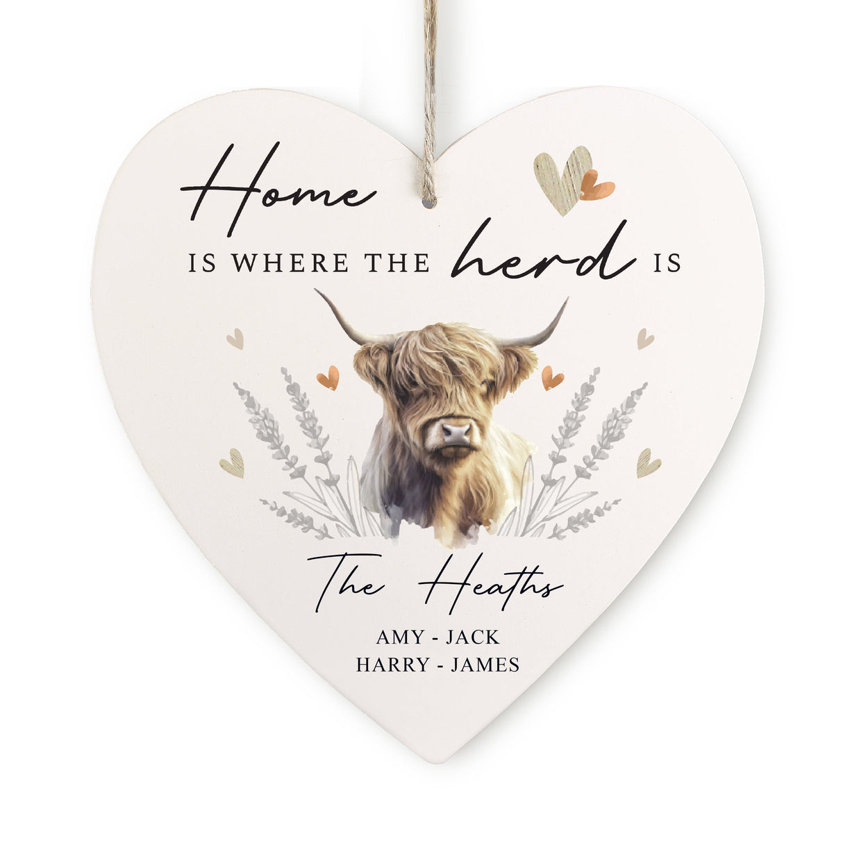 Personalised Highland Cow Hanging Heart Ornament - Shop Decorations At Gift Moments - 5