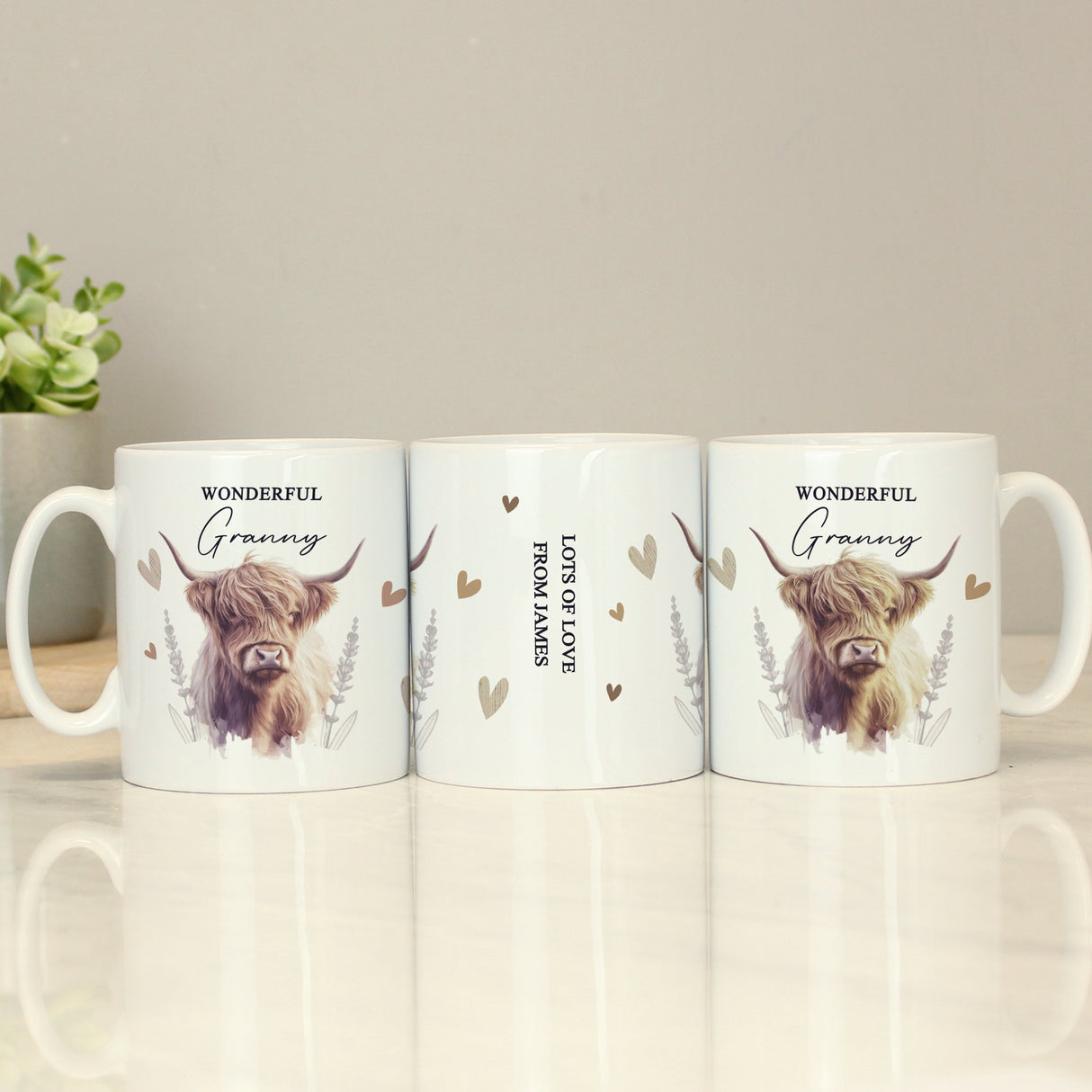 Personalised Highland Cow Mug: 4 - Mugs By Gift Moments