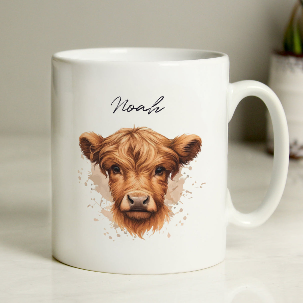 Personalised Highland Cow Mug - Boy: 4 - Mugs By Gift Moments