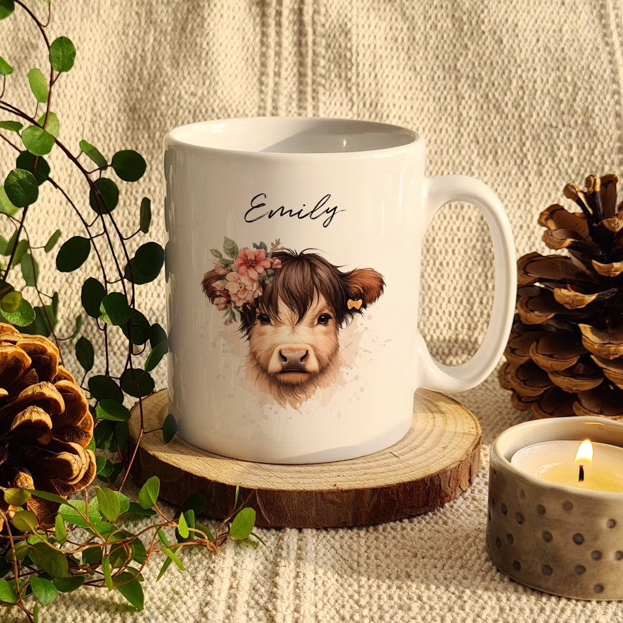 Personalised Highland Cow Mug - Girl: 2 - Mugs By Gift Moments