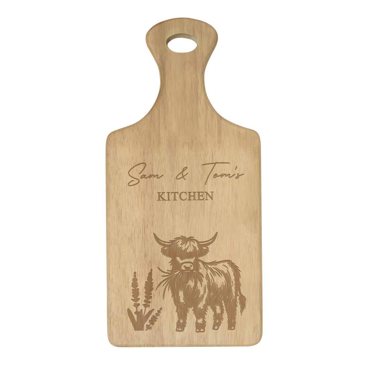 Personalised Highland Cow Paddle Chopping Board - Shop Chopping Boards At Gift Moments - 4