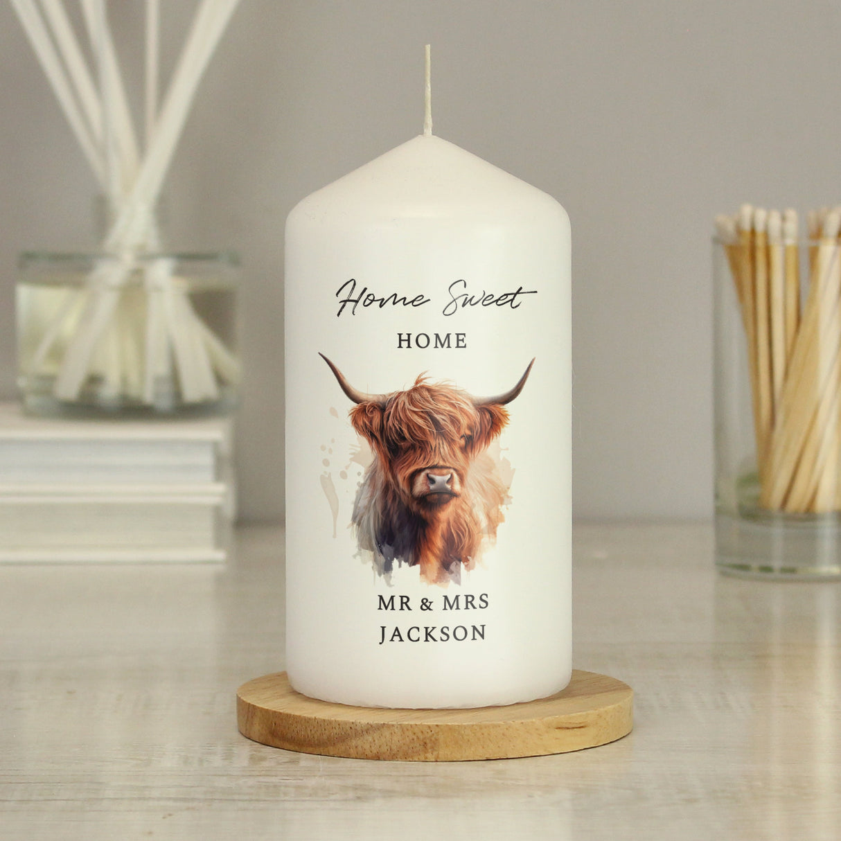 Personalised Highland Cow Pillar Candle - Shop Candles At Gift Moments - 4