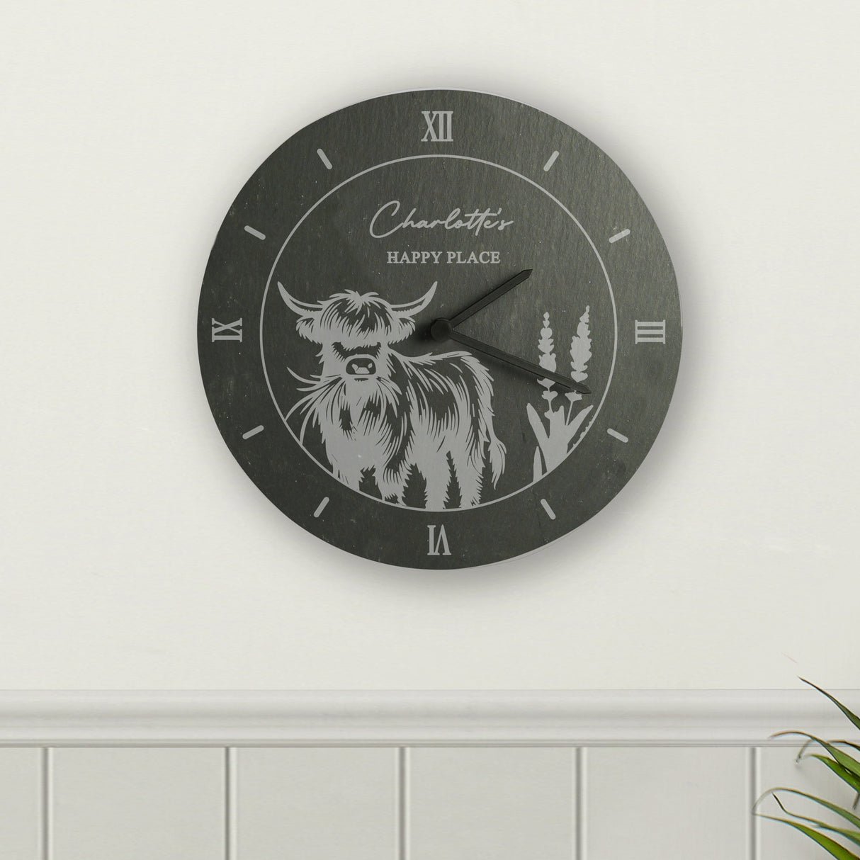 Personalised Highland Cow Slate Clock - Shop Clocks At Gift Moments - 2