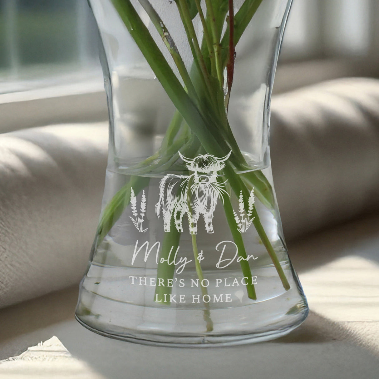 Personalised Highland Cow Waisted Vase: 2 - Vases By Gift Moments