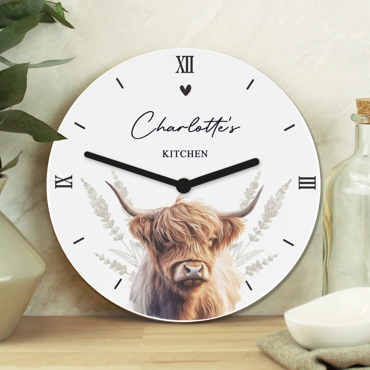 Personalised Highland Cow Wooden Clock - Shop Clocks At Gift Moments - 4