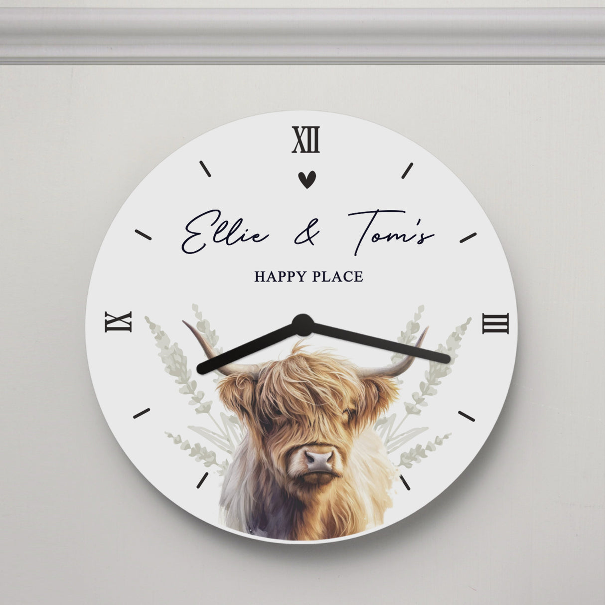 Personalised Highland Cow Wooden Clock - Shop Clocks At Gift Moments - 2