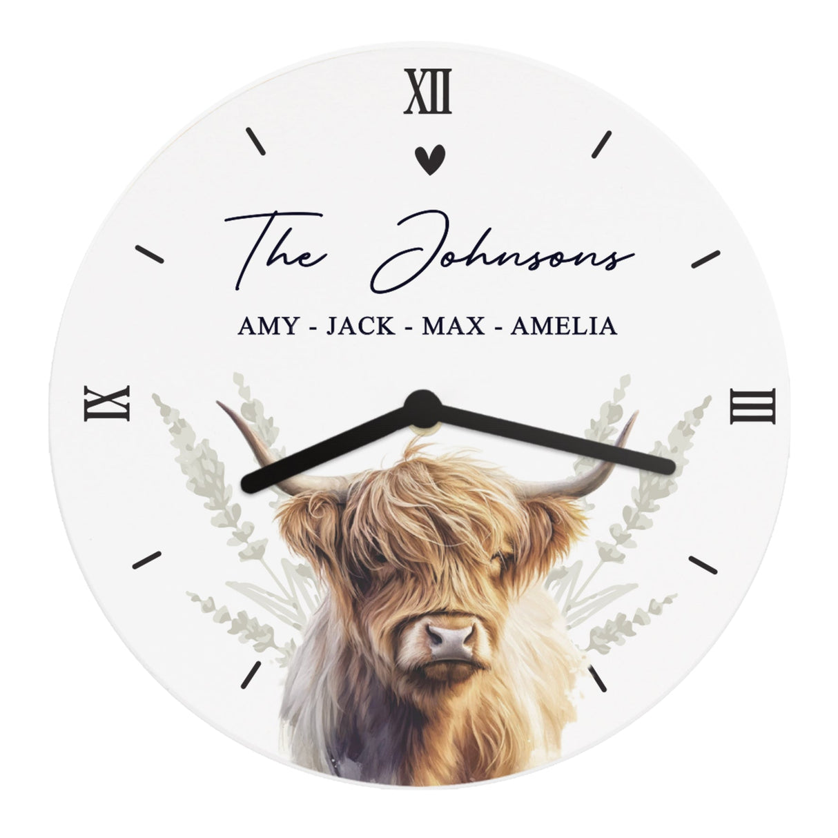 Personalised Highland Cow Wooden Clock - Shop Clocks At Gift Moments - 5