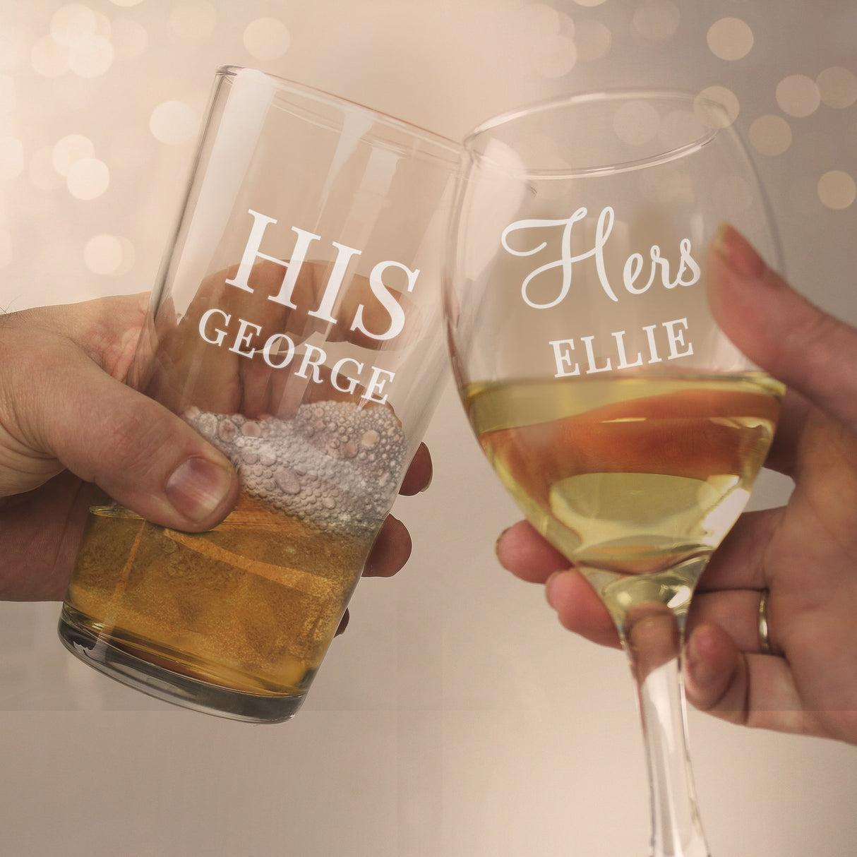 Personalised His & Her Pint and Wine Glass Set - Shop Wine Glasses At Gift Moments - 4