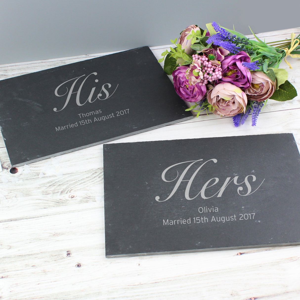Personalised His and Hers Slate Placemat Set: 5 - Placemats By Gift Moments