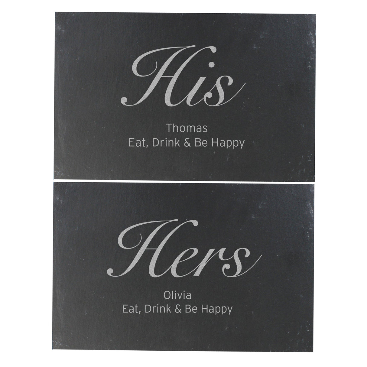 Personalised His and Hers Slate Placemat Set: 3 - Placemats By Gift Moments