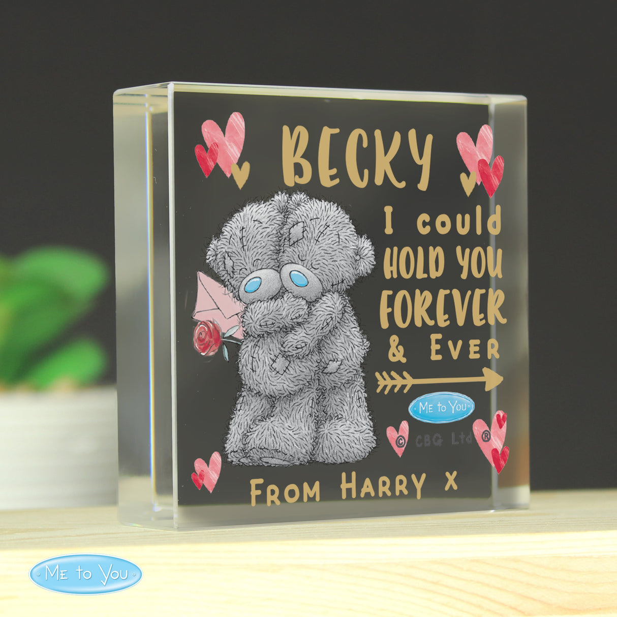 Personalised Me To You Hold You Forever Crystal Token - Shop Crystal Tokens At Gift Moments - 1