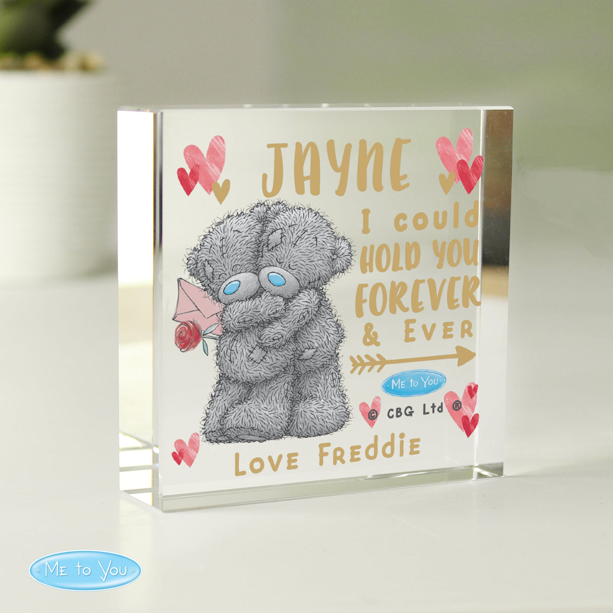 Personalised Me To You Hold You Forever Crystal Token - Shop Crystal Tokens At Gift Moments - 2