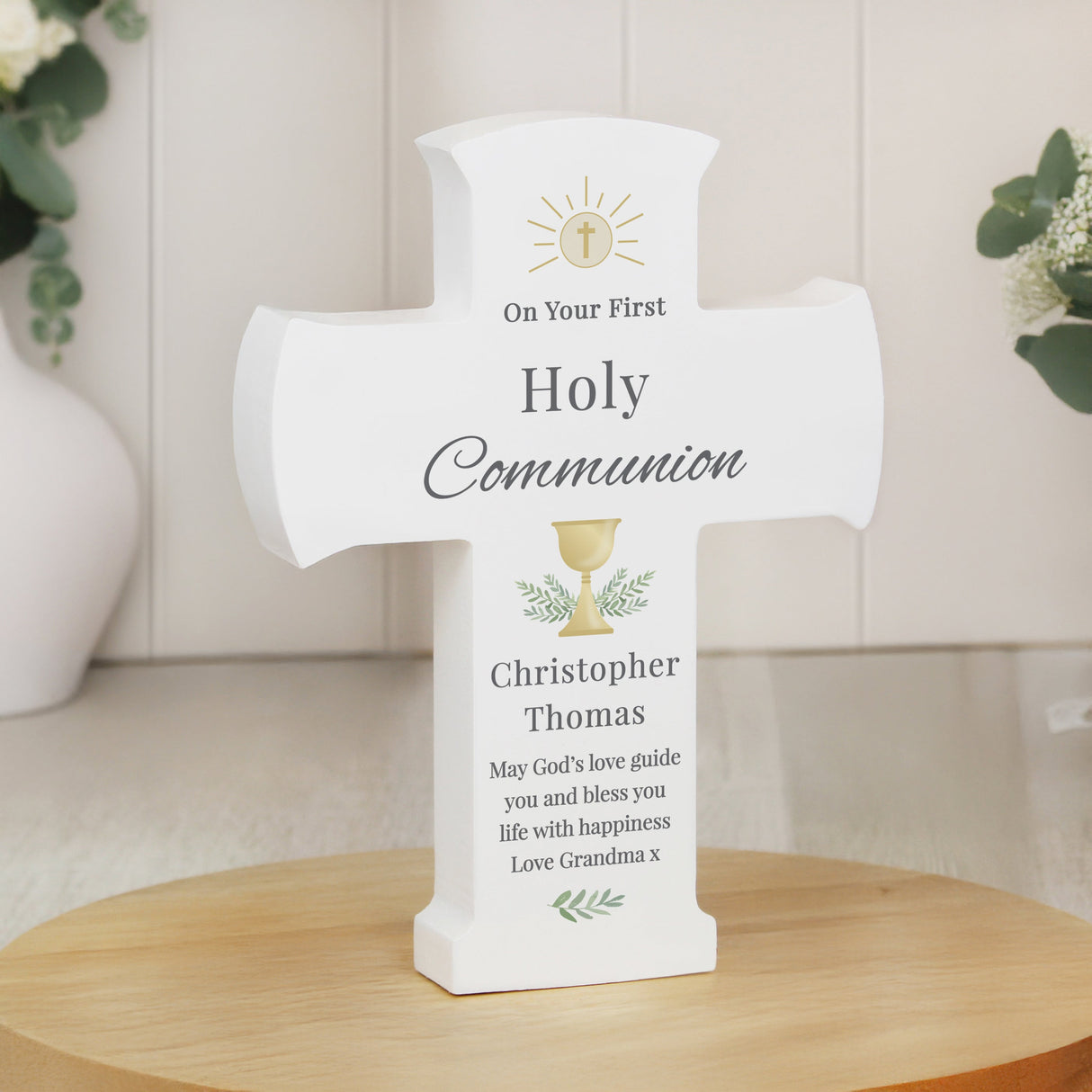 Personalised Holy Communion Cross Wooden Ornament - Shop Ornaments At Gift Moments - 2