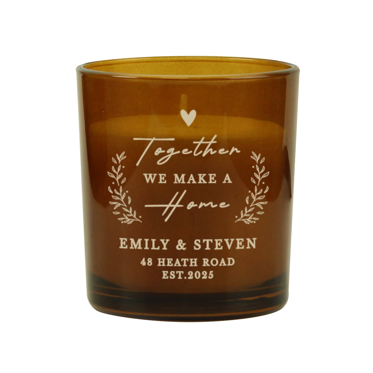 Personalised Home Amber Glass Candle: 6 - Candles By Gift Moments