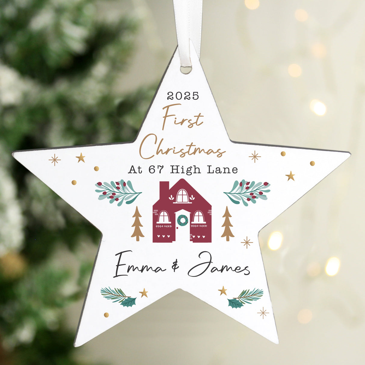 Personalised Home For Christmas Star Ornament - Shop Christmas Decorations At Gift Moments - 1