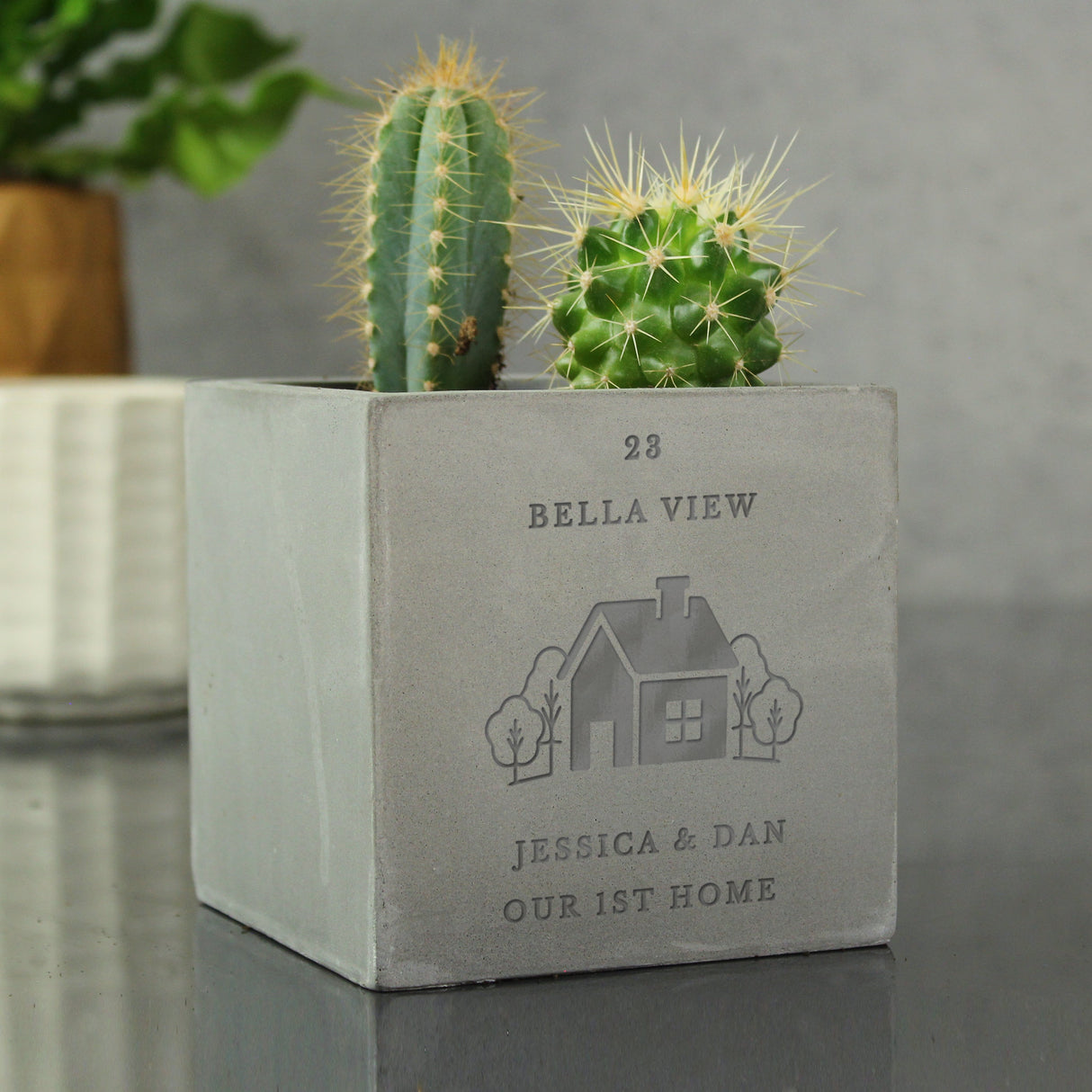 Personalised Our Home Concrete Plant Pot: 1 - Pots & Planters By Gift Moments