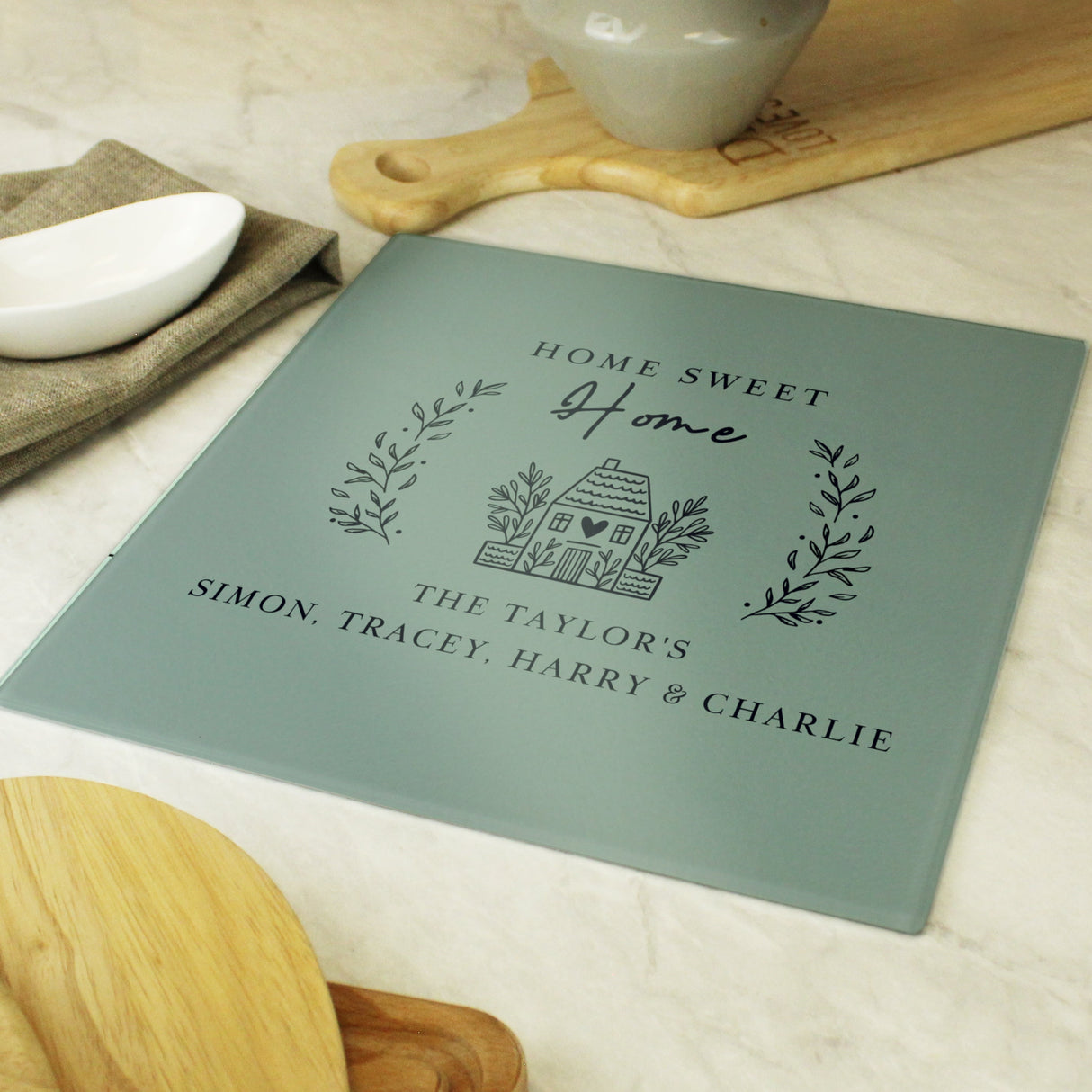 Personalised HOME Glass Chopping Board/Worktop Saver: 2 - Chopping Boards By Gift Moments