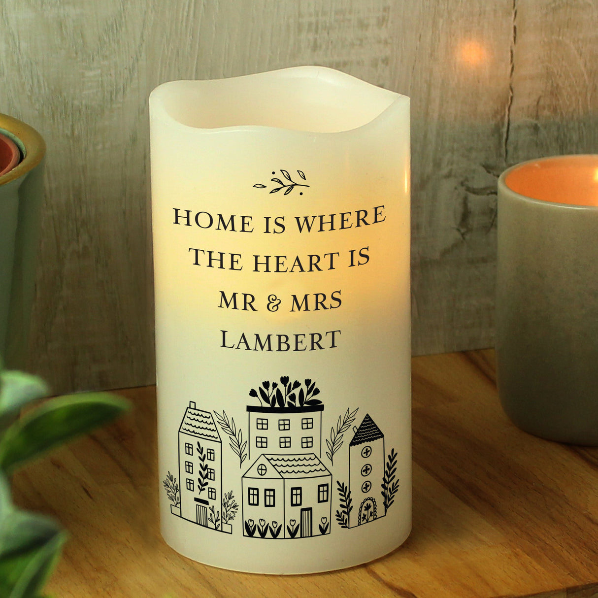 Personalised HOME LED Candle: 4 - LED Lighting By Gift Moments