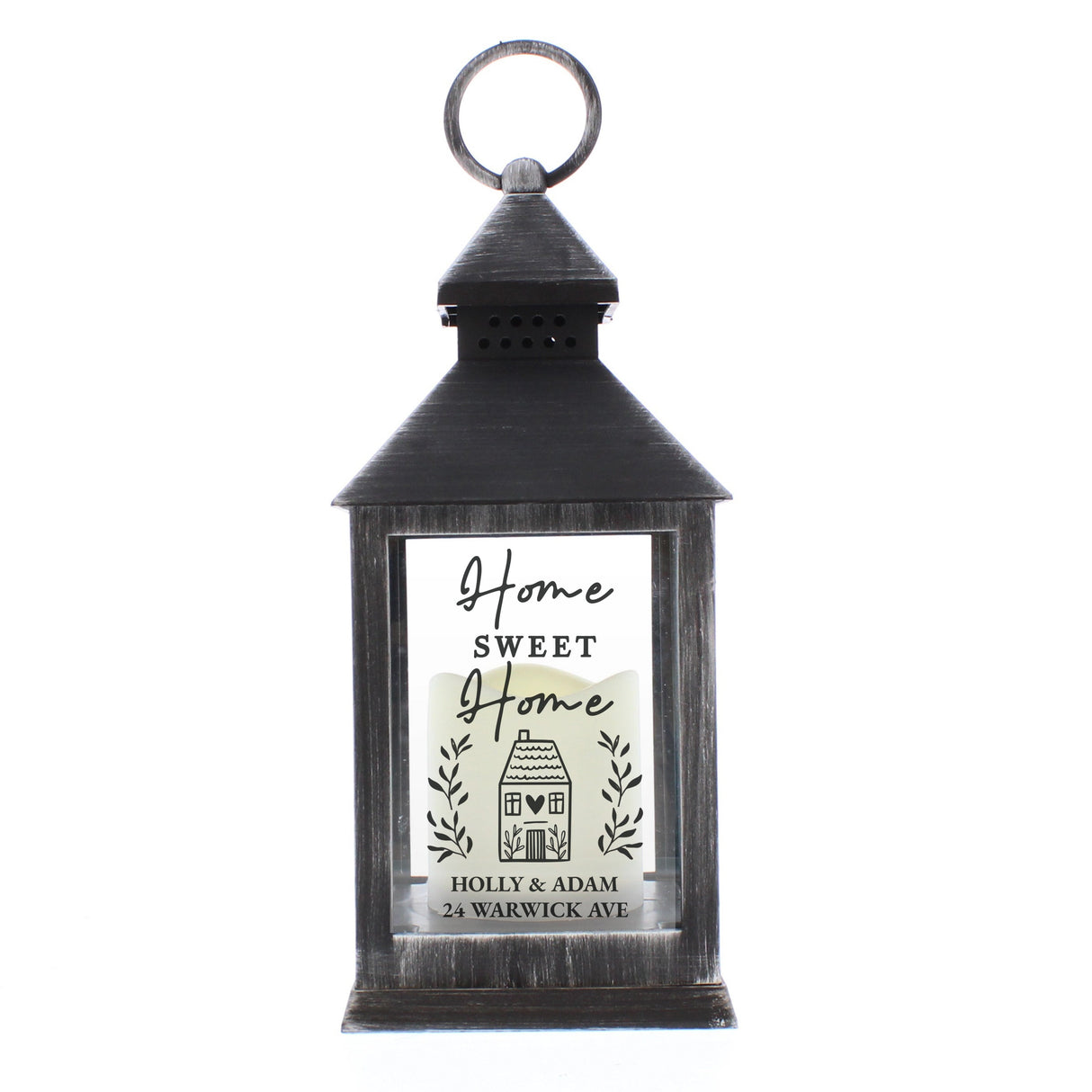 Personalised Home Sweet Home Black Lantern: 5 - LED Lighting By Gift Moments