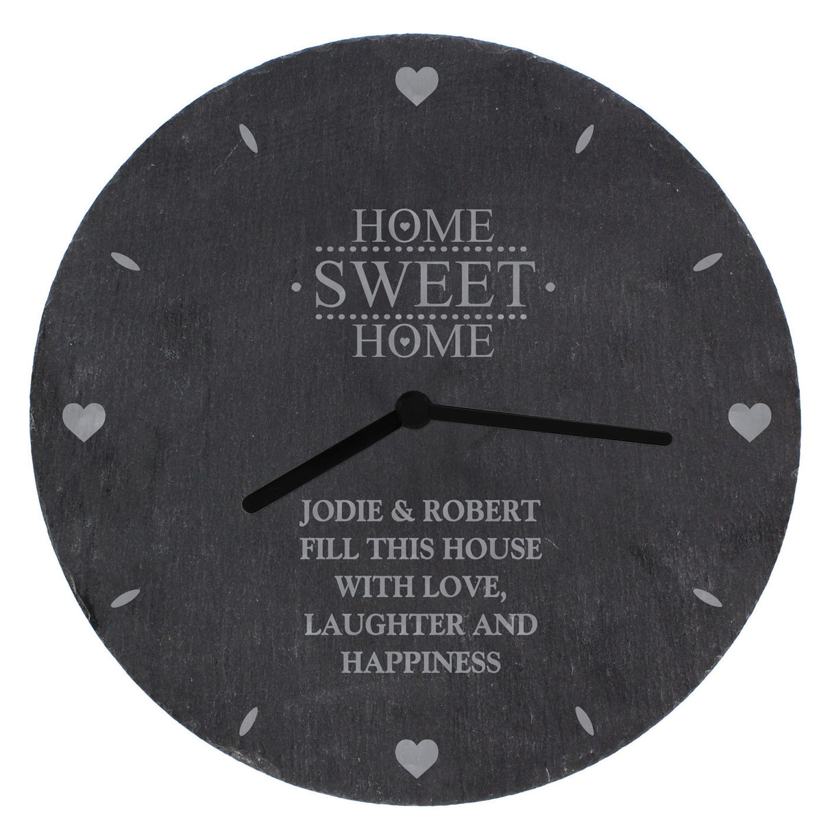 Personalised Home Sweet Home Slate Clock: 5 - Clocks By Gift Moments