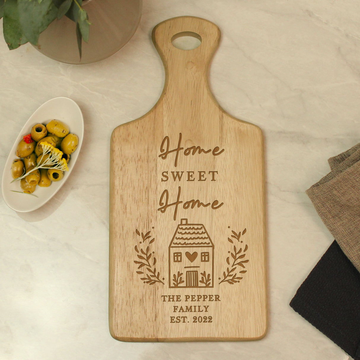 Personalised HOME Wooden Paddle Board - Shop Chopping Boards At Gift Moments - 3