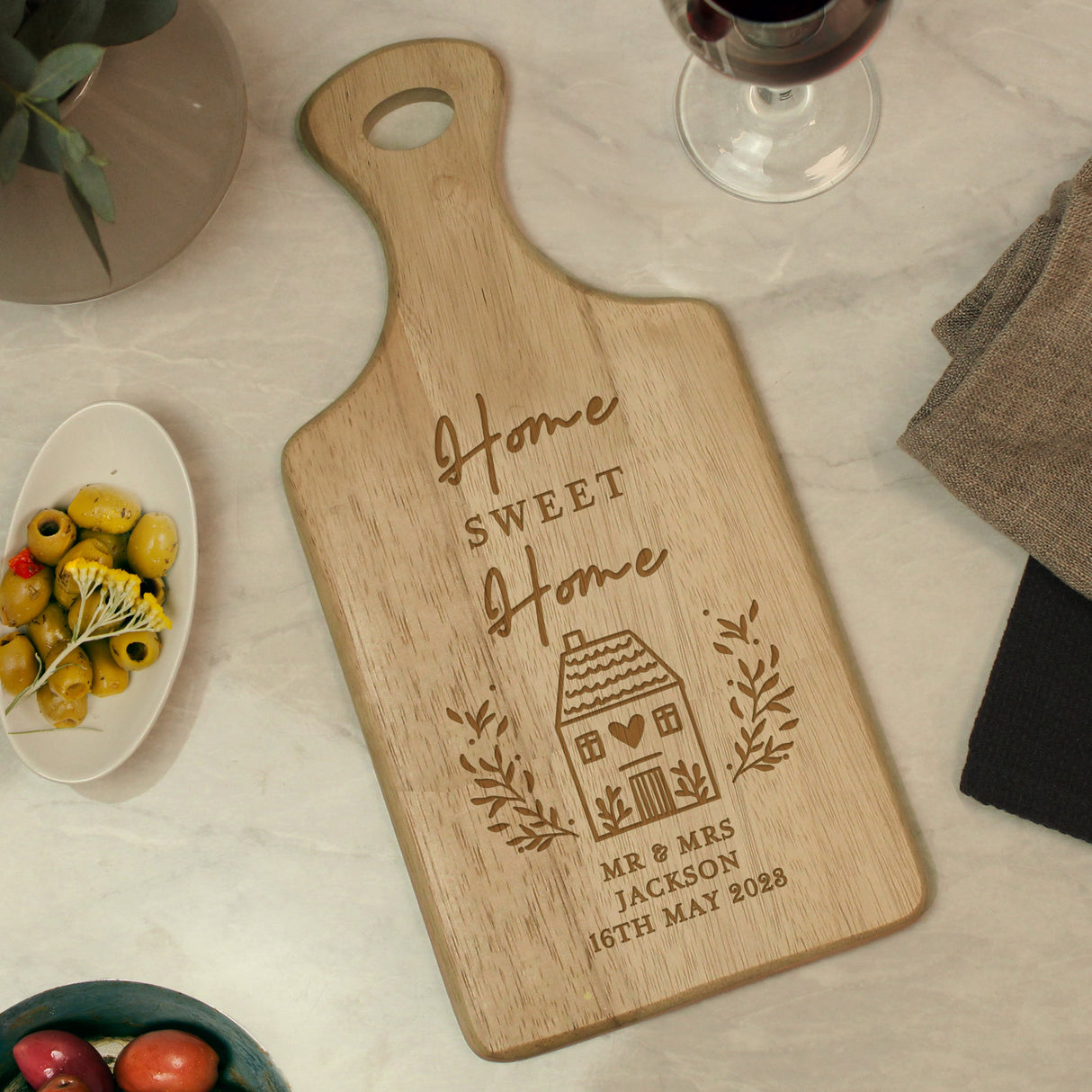Personalised HOME Wooden Paddle Board - Shop Chopping Boards At Gift Moments - 2