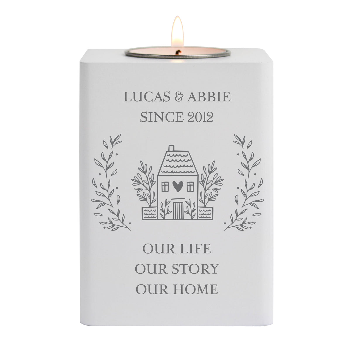 Personalised HOME Wooden Tealight Holder - Shop Candle Holders At Gift Moments - 5