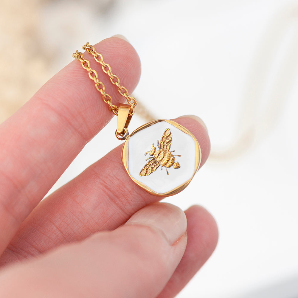Personalised Honey Bee Pendant and Necklace: 3 - Necklaces By Gift Moments