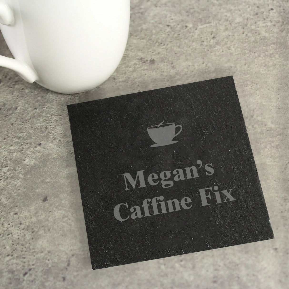 Personalised Hot Drink Motif Single Slate Coaster: 1 - Coasters By Gift Moments