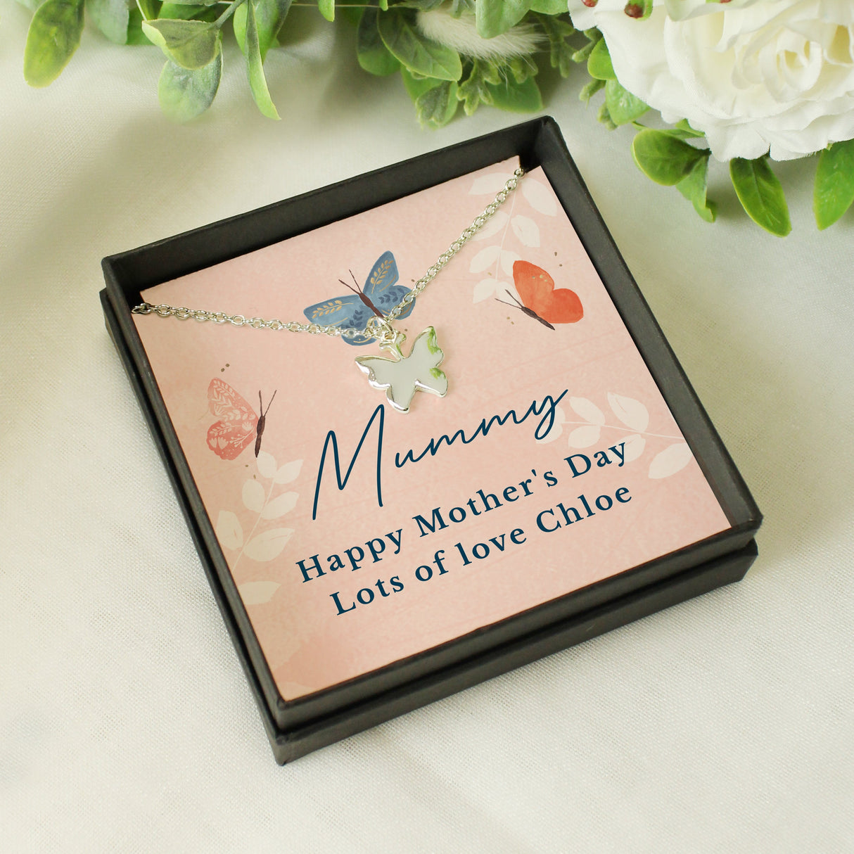 Personalised Hotchpotch Butterfly Sentiment Necklace and Box - Shop Necklaces At Gift Moments - 1