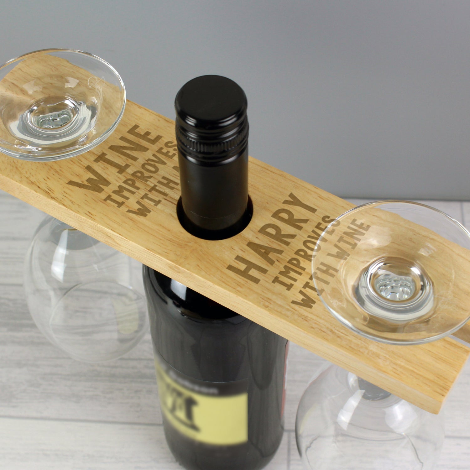Personalised ’Improves With Wine’ Wine Glass & Bottle Holder: 1 - Barware By Gift Moments