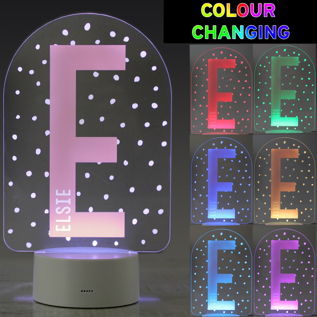 Personalised Initial LED Colour Changing Night Light: 3 - LED Lighting By Gift Moments