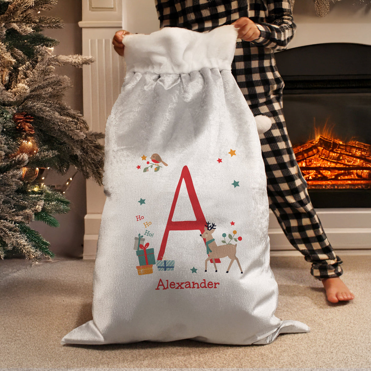 Personalised Initial Reindeer Christmas Sack: 3 - Christmas Sacks By Gift Moments