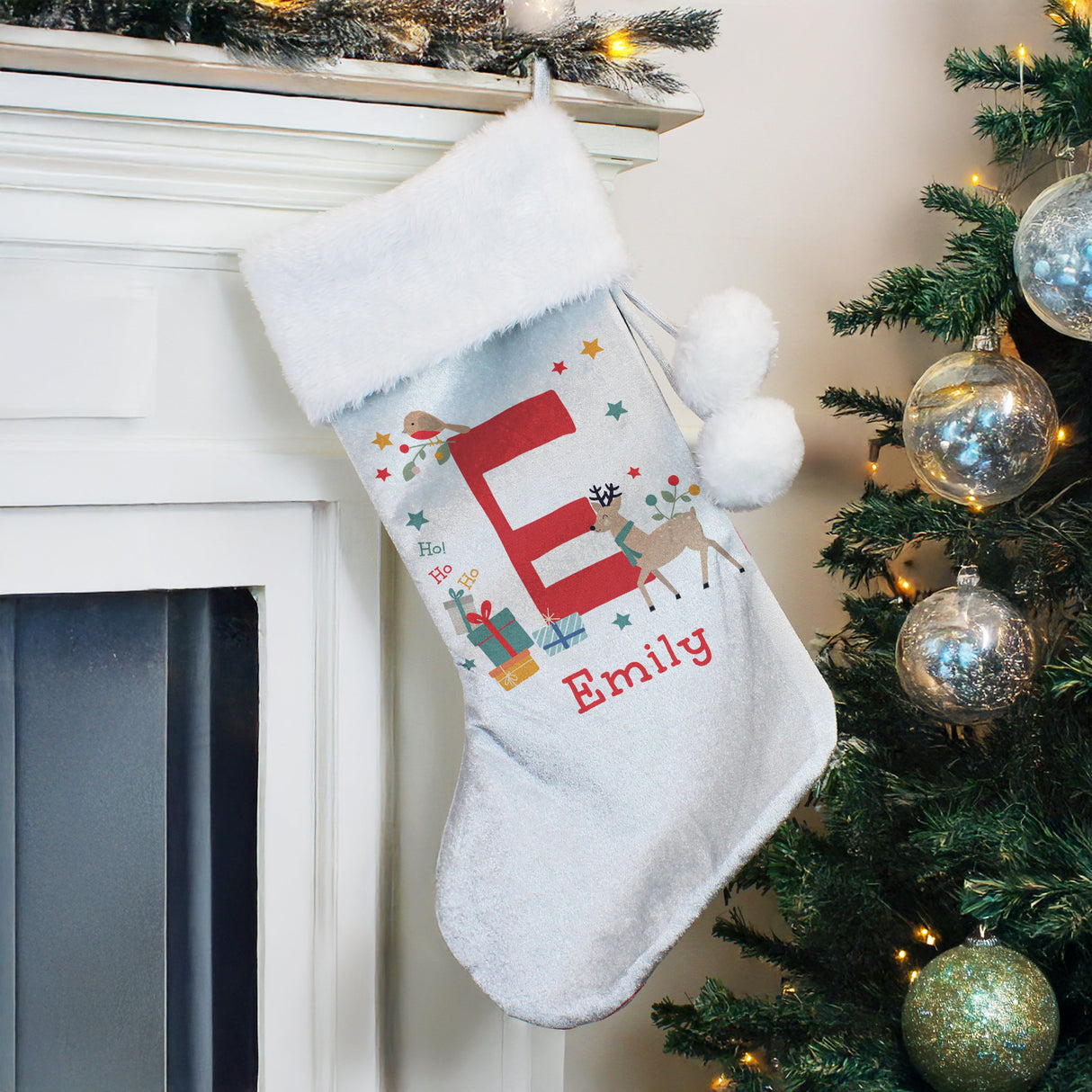 Personalised Initial Reindeer Christmas Stocking: 1 - Christmas Stockings By Gift Moments