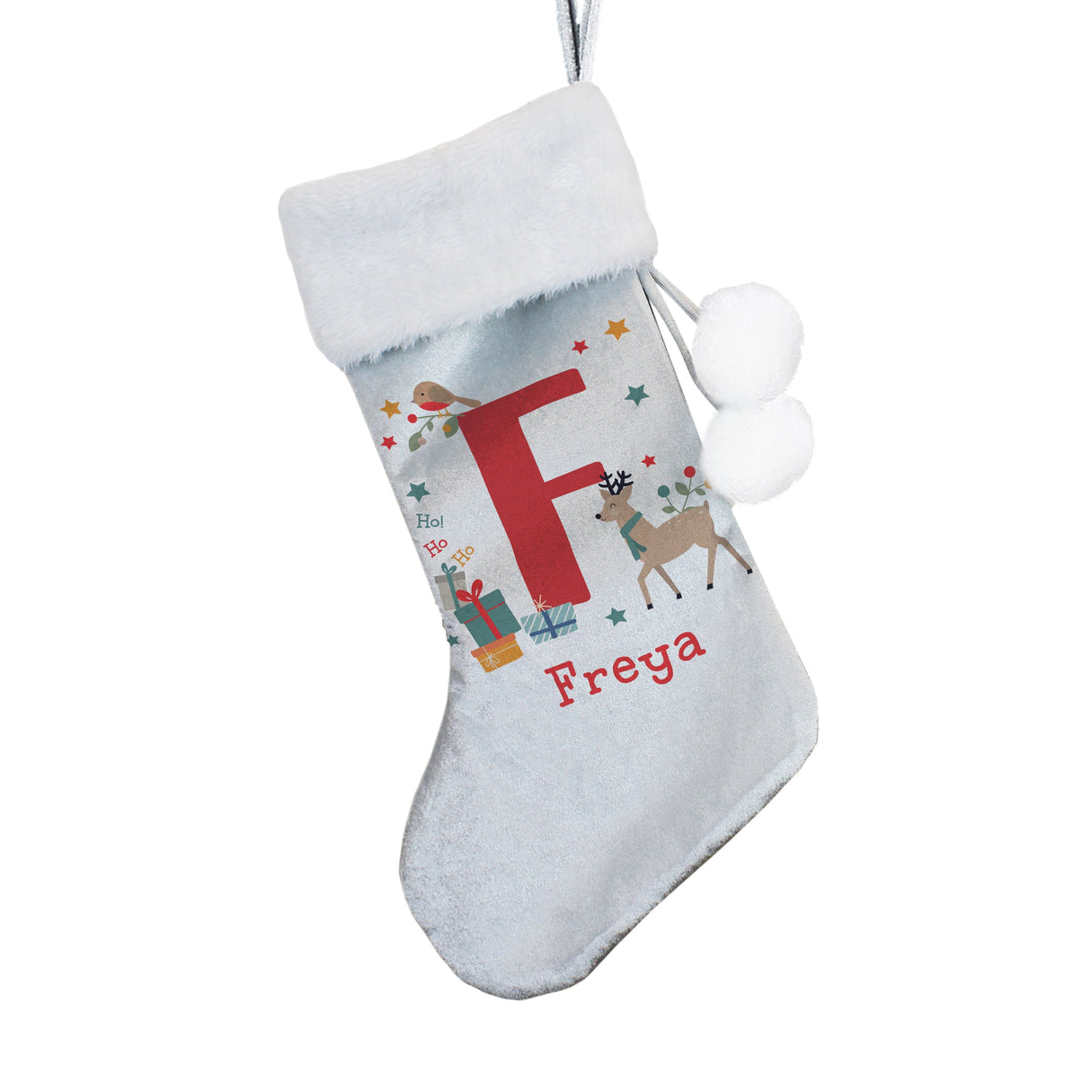 Personalised Initial Reindeer Christmas Stocking: 4 - Christmas Stockings By Gift Moments